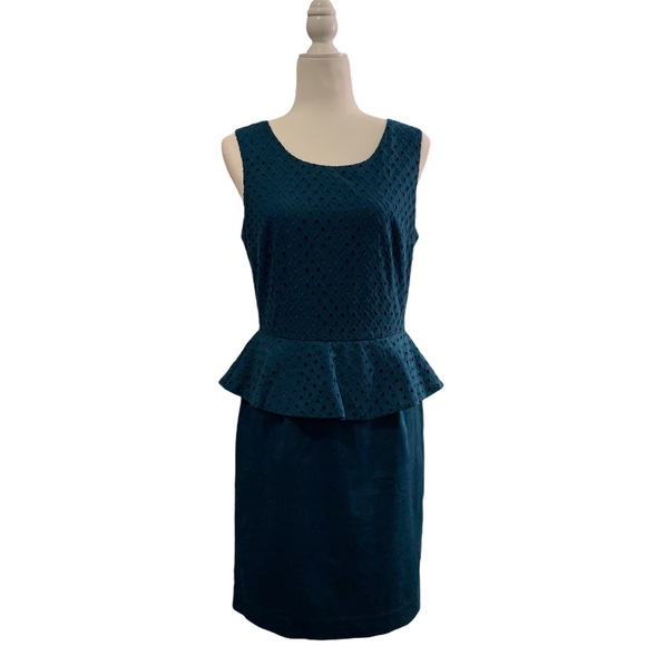 Banana Republic Dark Teal Peplum Dress 6 - Picture 1 of 9